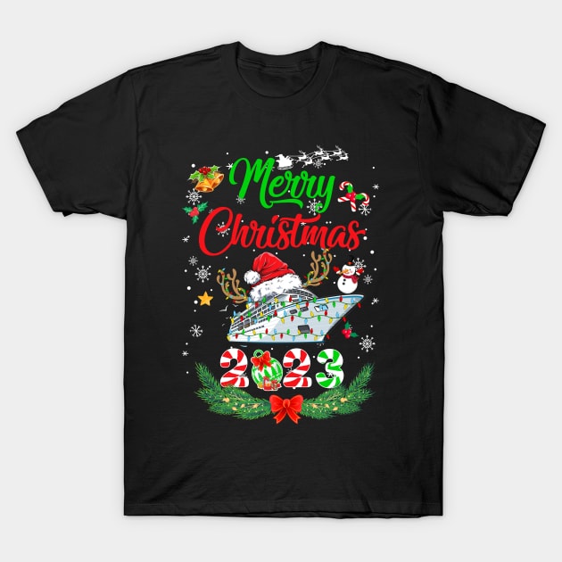 Merry Cruisemas 2023 Christmas Santa Reindeer Cruise Funny T-Shirt by James Green